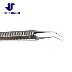 Jiyo Surgical Co. LU-8747 Forceps ophtalmique en acier pour capsulorhexis, 4 3/8 pouces, manche bombé, pointe courbée de 12,0 mm, certifié CE, pour la cataracte - Product Image 2