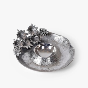 Bol décoratif en métal fait main, écologique, avec feuilles d'érable et cônes de pin, style vintage, passe au lave-vaisselle et résistant à la chaleur - Product Image 1