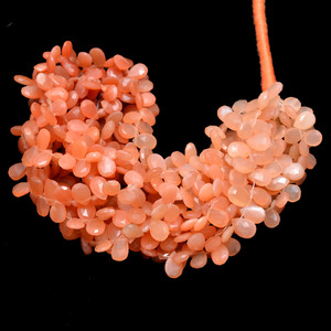 Perles de pierre de lune naturelle de qualité AAA+ 7x10mm, facettées, en forme de poire, pierres précieuses semi-précieuses, pierres de lune pêche rares, perles en vrac pour bijoux - Product Image 4