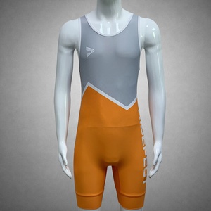 Traje de Lucha Libre para Hombre, Color Gris Naranja, Sublimado, Ajustado, Transpirable, de Spandex y Poliéster, para Deportes de Combate - Product Image 1