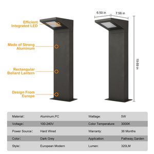 Outdoor LED Driveway <b>Light</b> 15108 Waterproof Bollard <b>Lights</b> for Garden Lawn Courtyard Landscape Path <b>Pillar</b> <b>Lights</b> - Product Image 6