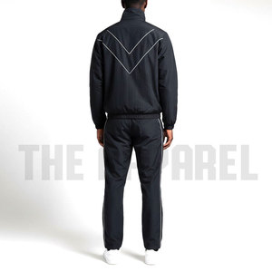 Wholesale Plus Size Casual Solid Nylon Windbreaker Tracksuit Joggers Pants Two Piece Set Breathable Lightweight for <b>Men</b> - Product Image 2