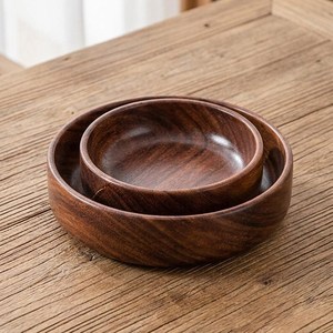 Tazón Apilable de Madera Maciza, Plato Redondo Liso para Ensalada, Bandeja de Servir de Madera Hecha a Mano, Plato Multiusos para Cocina - Product Image 4