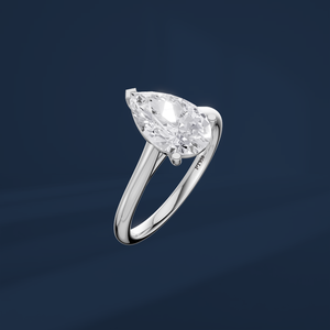 Anillo de Compromiso de Platino PT950 para Mujer con Diamante de Corte Brillante en Forma de Pera y Diamantes Laterales, Color D, Certificado IGI, Estilo Clásico - Product Image 1