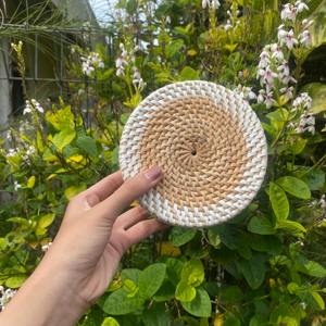 Posavasos Tejido a Mano en Amarillo y Blanco, Ideal para Tazas de Té y Café, Mesa de Comedor y Mesa Auxiliar, Decoración del Hogar, Hecho en India - Product Image 6