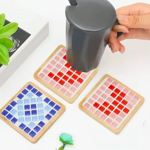 Ensemble de sous-verres en mosaïque faits à la main TCE, vaisselle décorative haut de gamme, sous-verres résistants à la chaleur pour la maison, le bureau, les cadeaux et les fournitures en gros - Product Image 1