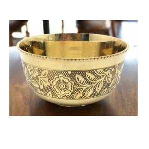 Bol de service décoratif de table, aspect traditionnel, en métal poli brillant, pour fruits, chocolats, dattes - Product Image 4