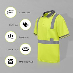 เสื้อเชิ้ตคุณภาพพรีเมียม ป้องกันรอยยับ ลายพิมพ์เพื่อความปลอดภัย สำหรับผู้ชาย ชุดทำงาน ผ้าฝ้าย 100% แถบสะท้อนแสง Hi Viz เสื้อผ้าเพื่อความปลอดภัย - Product Image 4