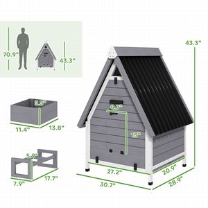 Pollaio in Legno da Esterno per 2 Galline con Nido Rimovibile, Barra di Posata, Vassoio e Rampa - Gabbia per Animali - Product Image 3
