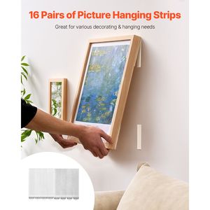 Strisce Adesive Rimovibili Extra Large per Appendere Quadri, 16 Paia, Facili da Usare per Appendere alle Pareti - Product Image 2