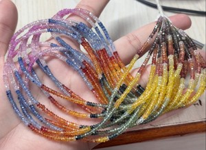 Cadena de Cuentas de Zafiro Multicolor Natural Facetado en Forma de Rondelle para la Fabricación de Joyas y Collares al por Mayor - Product Image 2