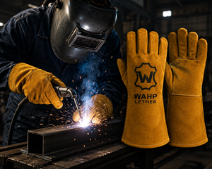 Gants de soudage en cuir bleu de qualité supérieure, résistants à la chaleur, robustes, pour la protection des soudeurs industriels, personnalisables OEM Pro - Product Image 6