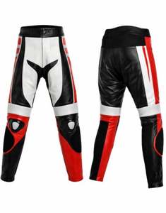 กางเกงหนังนักขี่มอเตอร์ไซค์สีแดงดำสำหรับแข่งรถ - Product Image 1