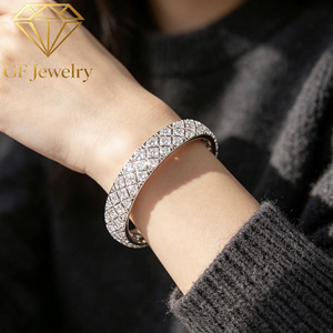 Bracelet de luxe pour femme en diamant de laboratoire platine, style losange pavé complet, certifié IGI, 48g, haute joaillerie - Product Image 5