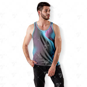 Débardeur de sport pour homme avec logo personnalisé, respirant, écologique, séchage rapide, pour entraînement et course, en polyester/coton - Product Image 2