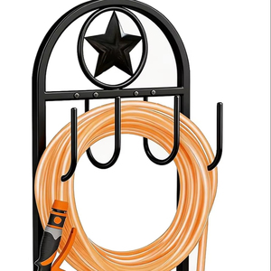 Heavy Duty Garden Hose Holder Stand with Star Design Freestanding Metal Hose Hanger Outdoor Water Pipe Organizer Patio Lawn Rack - Product Image 1