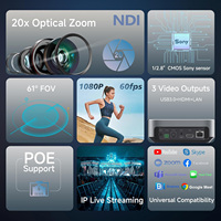 Cámara PTZ Tenveo 1080p60fps con tecnología NDI y alimentación PoE, zoom óptico 20X + pantalla LCD de 5 pulgadas, controlador de teclado con joystick 4D