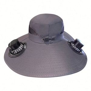 Solar Powered Cooling Fan UV Protection <b>Hat</b> 100% Acrylic Material Rechargeable Strapback Visor <b>for</b> Outdoor Sports Fishing Hiking - Product Image 1