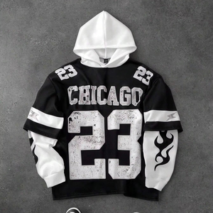 men hoodie heavy <b>weight</b> cotton fleece drop shoulder oversized distressed embroidery print pullover casual streetwear hoodie wear - Product Image 1