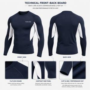 Custom Color Combination Men's Long Sleeve Training <b>Compression</b> <b>Shirt</b> Spandex/Polyester Quick Dry Breathable Cooling <b>Compression</b> - Product Image 3