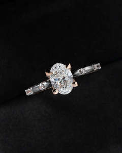 IGI/ Lab Grown Oval Cut Diamond Vintage 14K Amarillo Boda/Anillo de compromiso Unisex Fine White Gold Anniversary Party-Worthy - Product Image 2