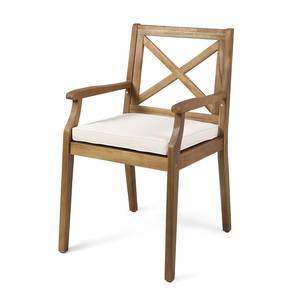 Juego de Comedor de Lujo para Exteriores en Madera de Teca Sólida, Mesa Rectangular con Listones y 6 Sillas con Respaldo Cruzado - Product Image 1