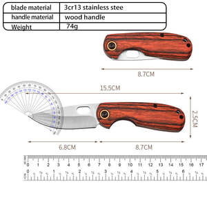 มีดพับขนาดเล็กสแตนเลส ด้ามไม้ เกรดอุตสาหกรรม OEM สำหรับกิจกรรมกลางแจ้ง แคมป์ปิ้ง ปรับแต่งได้ ความยาวรวม 1 ปี - Product Image 4