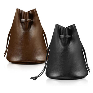 Leather Dice Storage Bag Drawstring Pouch Minimalist Design Brown Black Color Handmade for <b>Board</b> <b>Game</b> Accessories - Product Image 6