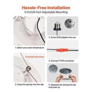 Paquete de 12 Focos LED Empotrables de 5/6 Pulgadas, 1050 LM, 13W, 120V, Temperatura de Color Seleccionable 5CCT 2700K/3000K/3500K/4000K/5000K - Product Image 4