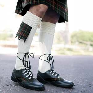 Eoin Winston Sports Kilt Flashers Scottish <b>Socks</b> Tartan Flashes <b>White</b> Ribbed Knee Highs <b>Men</b> Traditional Highland Accessories - Product Image 1