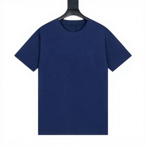 <b>Men's</b> Solid <b>Navy</b> <b>Blue</b> O-Neck Short Sleeve Cotton <b>T</b>-<b>Shirt</b> Regular Fit Casual Jersey Knit Plain Dyed - Product Image 1