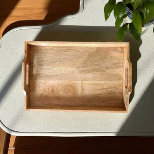 Plateau de service rectangulaire en bambou, personnalisé, écologique, fait main, moderne et décoratif, avec poignées - Product Image 1