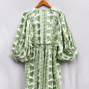 Beautiful floral Cotton Block Printed dress Dress For Casual wear Hand Block Printed Dress - Product Image 4