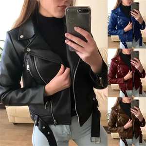Mantic Enterprises Women's Black Genuine Leather Breathable <b>Animal</b> Print Moto Jacket Zipper Closure Pockets Autumn Style Regular - Product Image 6