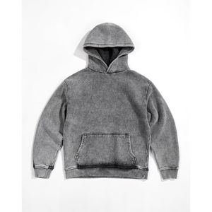 Sweat à capuche unisexe en coton thermique de qualité supérieure, personnalisé, délavé à l'acide, sans cordon, style français lourd - Product Image 1