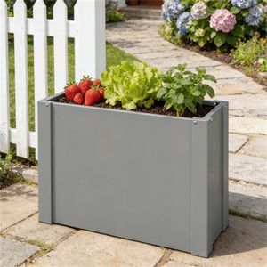 Jardinière surélevée et bac de plantation gris pour extérieur, pot de fleurs élégant pour usage intérieur/extérieur - Product Image 4