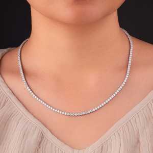 Collar de tenis de moda popular de 2MM con diamante de moissanita de corte redondo y plata 925, regalo de cumpleaños para fiesta, amuleto de joyería - Product Image 5