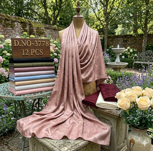 Ensemble de foulards en soie satinée à motifs floraux Premium D.NO-3778 - Collection de 12 pièces multicolores pour des tenues élégantes et modestes - Product Image 3