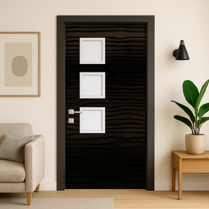 Porte design en PVC de qualité supérieure, imperméable, anti-termites, résistante au feu, moderne, pour les intérieurs de maisons et de bureaux - Product Image 1