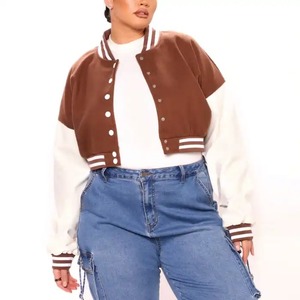 2026 Top Trending Women's Woolen Fabric Varsity <b>Jackets</b> Custom Logo <b>Cropped</b> <b>Ladies</b> University Embroidery Sheep Skin Wool - Product Image 2