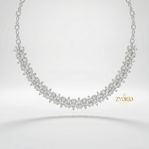 Collar con Colgante de Diamante Cultivado en Laboratorio con Diseño Floral, Chapado en Oro, Cadena de Eslabones, Oro de 14K y 18K, Estilo Lujoso, Regalo de Boda, para Fiestas y Eventos - Product Image 3