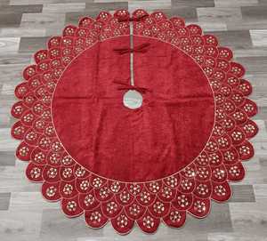 Handmade Velvet Christmas <b>Tree</b> Skirt Embroidered Poinsettia Snowflake Holiday Xmas <b>Tree</b> Base Cover Decor - Product Image 5