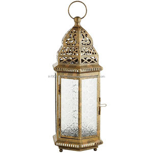 Haute qualité disponible or marocain Ramadan décoratif bougie lanterne personnalisé métal bougie lanterne pour noël décor lanternes - Product Image 2