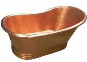 Baignoire ovale autoportante en cuivre martelé durable pour bain de relaxation de luxe en intérieur - Product Image 5