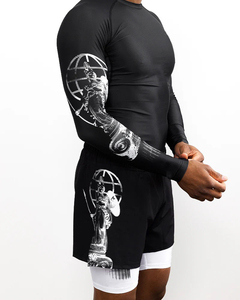 Custom Men's Black White Printed 100% Cotton Eco-Friendly Breathable <b>Stretch</b> Mesh Shorts Double Layer Inner Support Lining for - Product Image 6