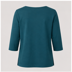 Camiseta holgada de manga tres cuartos con cuello redondo color verde azulado intenso para mujer WTS-0038 - Product Image 4