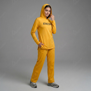 Ensemble Tunique Longue à Capuche et Pantalon Modeste Musulman Sur Mesure pour Femmes, Tenue de Sport, Survêtement, Vêtements de Sport, Vente en Gros, Fournisseur d'Usine, OEM - Product Image 1