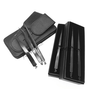 Pinzas Profesionales de Acero Inoxidable RMI para Extensión de Pestañas, Punta Recta, Color Negro Plasma / Estilo Inferior - Product Image 5