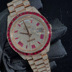 Reloj de Lujo de Moda Hip Hop de Acero Inoxidable con Diamantes de Moissanita VVS, Movimiento de Cuarzo, para Hombre, Logotipo Personalizado, Venta al por Mayor, Pasa el Test de Diamantes - Product Image 1