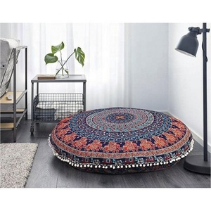 Housse de coussin de méditation en pur coton bohème indien grand Mandala taies d'oreiller rondes pour décor de ferme meilleur matériel - Product Image 2